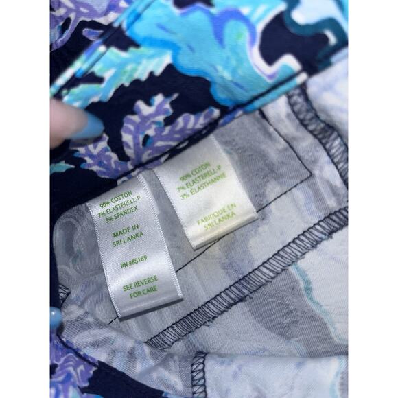 Lilly Pulitzer Women’s Dark Blue Seaweed Pattern Cotton Capri Size 12 - Picture 6 of 8